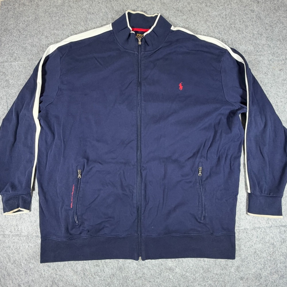 Polo Ralph Lauren Men's 3XLT Tall Cotton Track Jacket Navy White